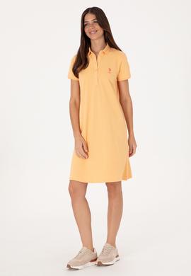 Kadın Turuncu Polo Yaka Mini Boy Örme Elbise - 50300881085