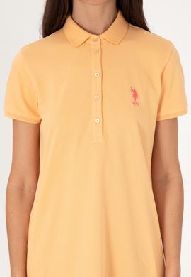 Kadın Turuncu Polo Yaka Mini Boy Örme Elbise - 50300881085