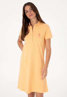 Kadın Turuncu Polo Yaka Mini Boy Örme Elbise - 50300881085