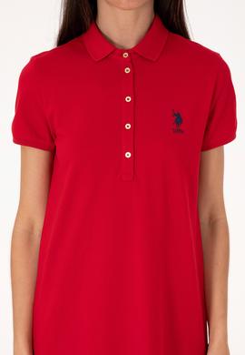 Kadın Kırmızı Polo Yaka Mini Boy Örme Elbise - 50300881021