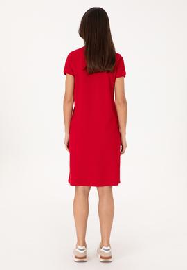Kadın Kırmızı Polo Yaka Mini Boy Örme Elbise - 50300881021