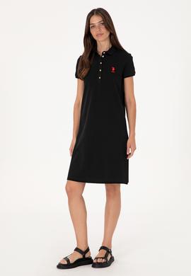 Kadın Siyah Polo Yaka Mini Boy Örme Elbise - 50300881013