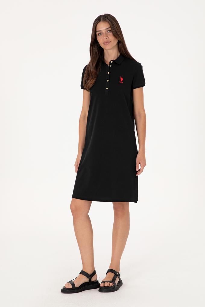Kadın Siyah Polo Yaka Mini Boy Örme Elbise