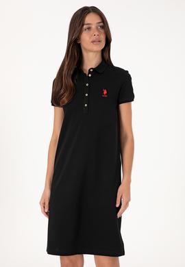 Kadın Siyah Polo Yaka Mini Boy Örme Elbise - 50300881013