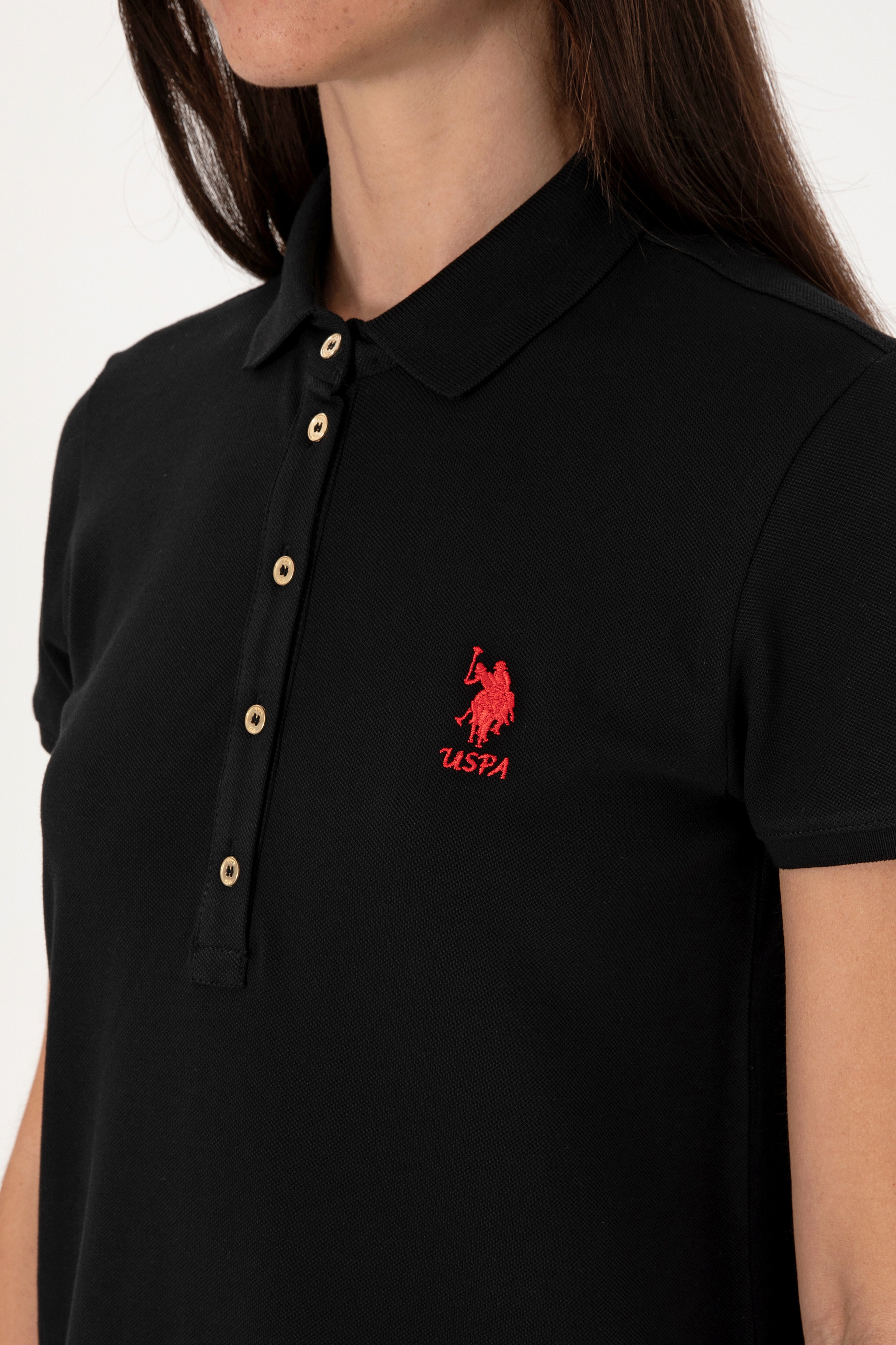 Kadın Siyah Polo Yaka Mini Boy Örme Elbise
