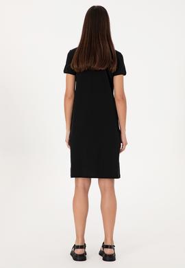 Kadın Siyah Polo Yaka Mini Boy Örme Elbise - 50300881013
