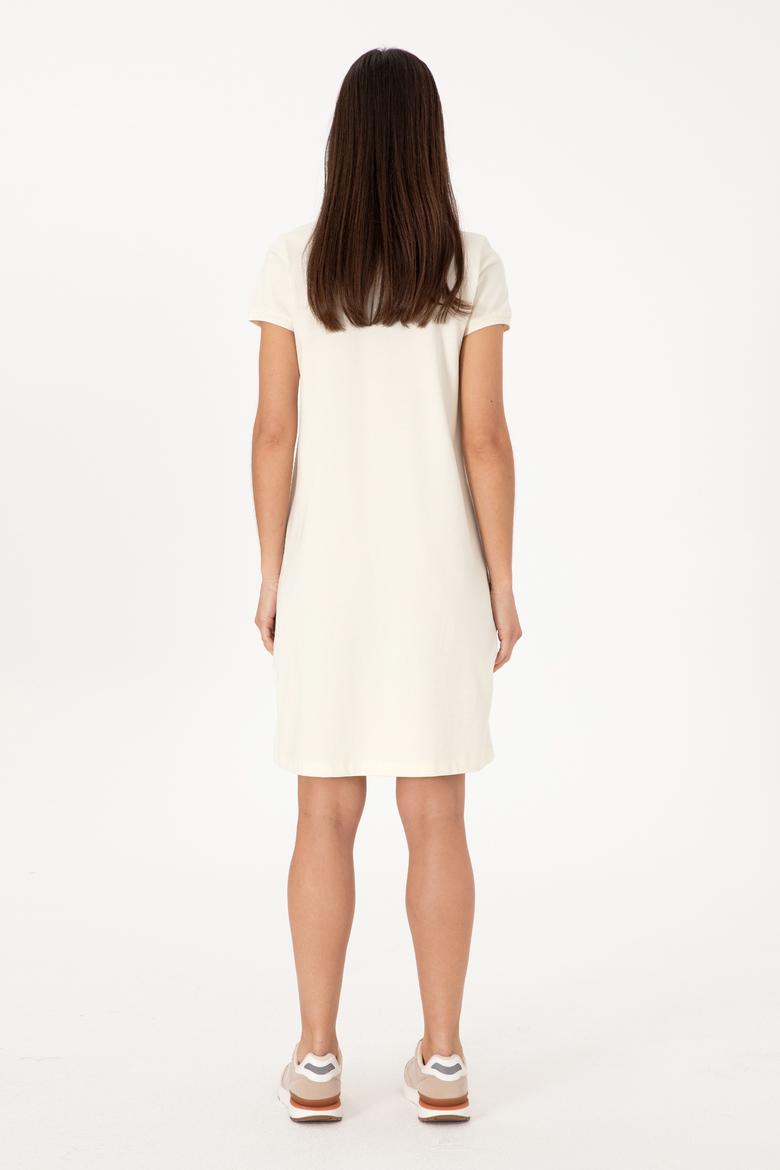 Kadın Krem Polo Yaka Mini Boy Örme Elbise - 50300881037