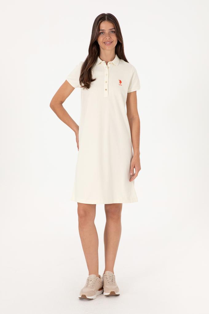 Kadın Krem Polo Yaka Mini Boy Örme Elbise