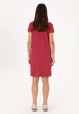 Kadın Vişne Polo Yaka Mini Boy Örme Elbise - 50300881077