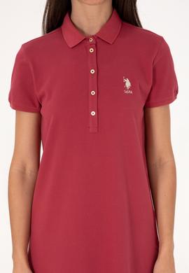 Kadın Vişne Polo Yaka Mini Boy Örme Elbise - 50300881077