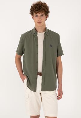 Erkek Koyu Haki Kısa Kollu Gömlek - 50306324072