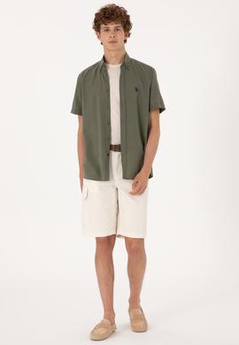 Erkek Koyu Haki Kısa Kollu Gömlek - 50306324072