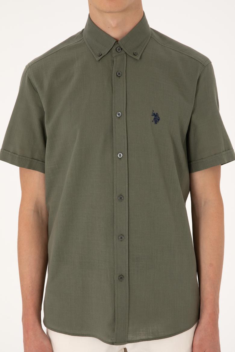 Erkek Koyu Haki Kısa Kollu Gömlek - 50306324072