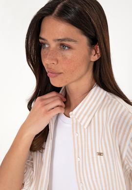 Kadın Çizgili Taş Uzun Kollu Tunik Gömlek - 50306405013