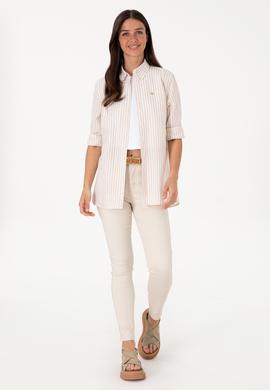 Kadın Çizgili Taş Uzun Kollu Tunik Gömlek - 50306405013