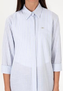 Kadın Açık Mavi Çizgili Uzun Kollu Tunik Gömlek - 50306405003