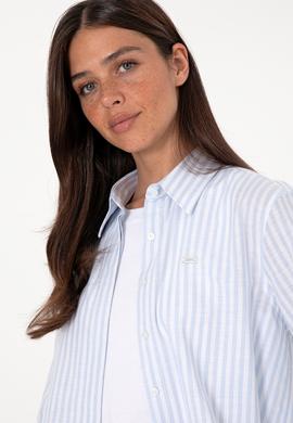 Kadın Açık Mavi Çizgili Uzun Kollu Tunik Gömlek - 50306405003