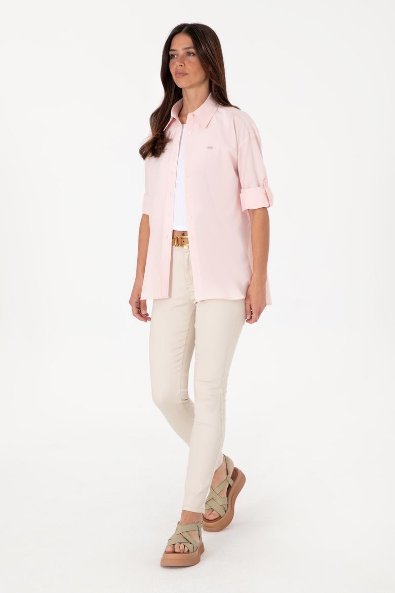 Kadın Açık Pembe Uzun Kollu Tunik Gömlek - 50306390012