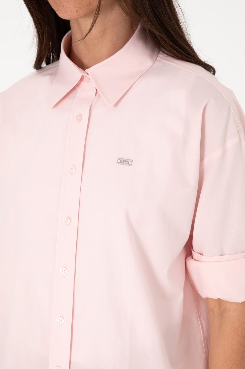 Kadın Açık Pembe Uzun Kollu Tunik Gömlek