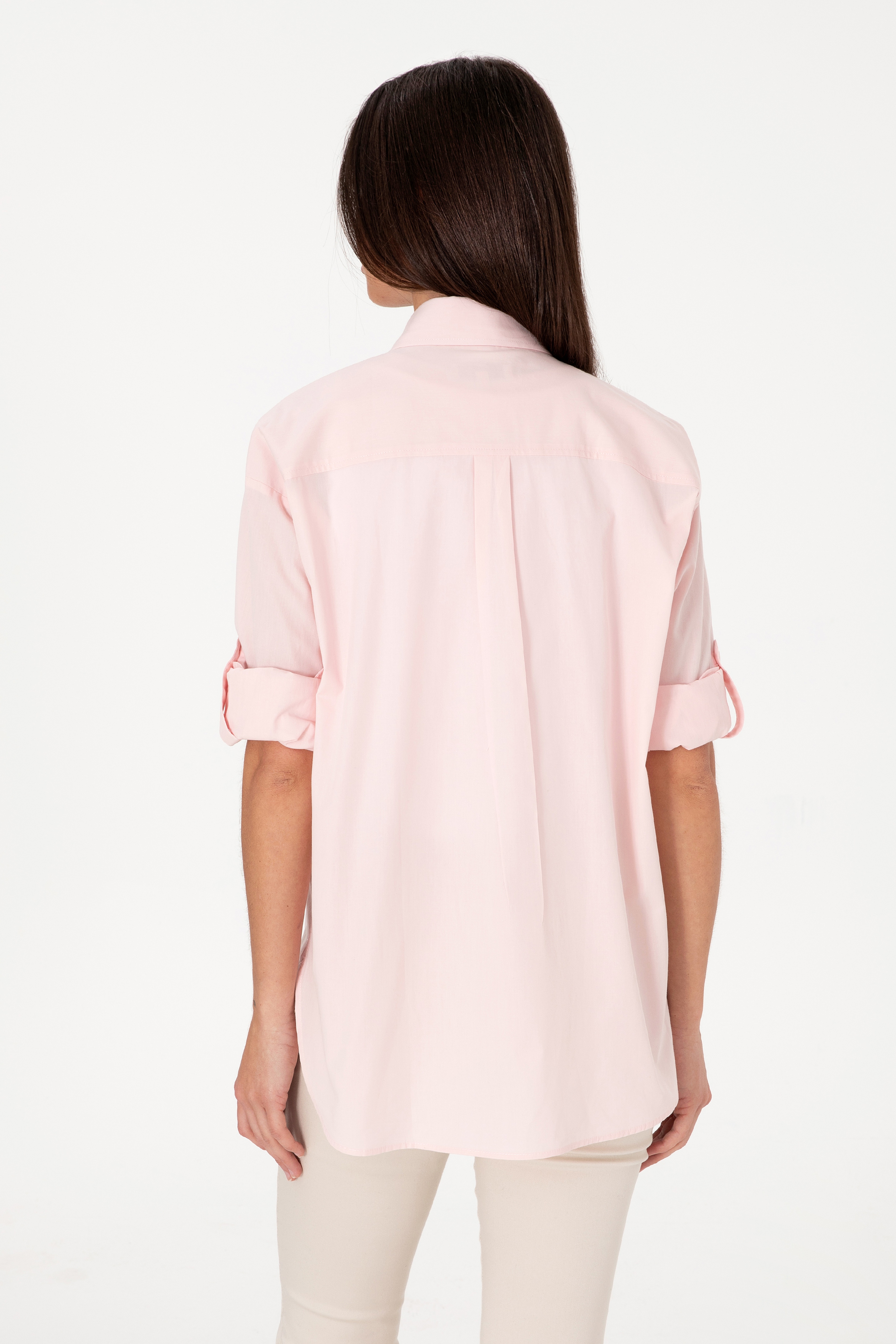 Kadın Açık Pembe Uzun Kollu Tunik Gömlek - Image 5