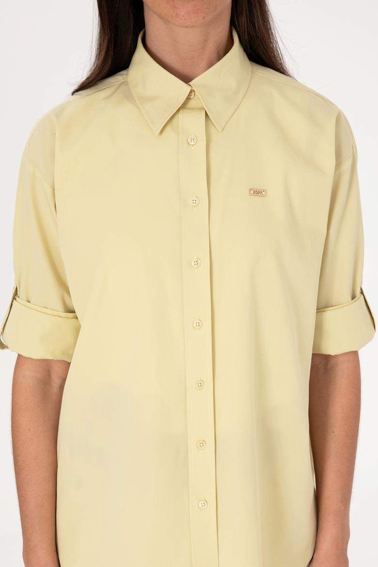 Kadın Açık Haki Uzun Kollu Tunik Gömlek - 50306390018