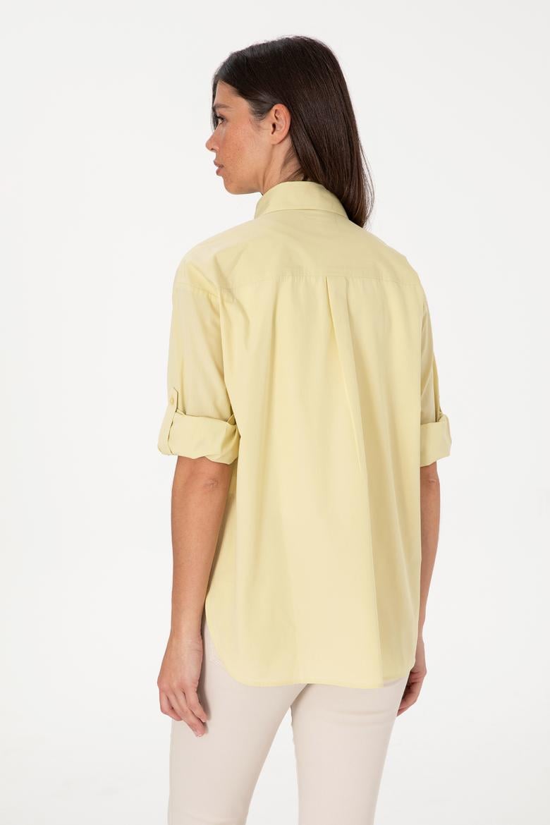 Kadın Açık Haki Uzun Kollu Tunik Gömlek - 50306390018