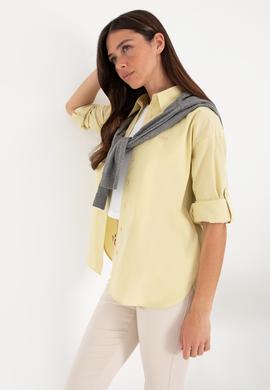 Kadın Açık Haki Uzun Kollu Tunik Gömlek - 50306390018