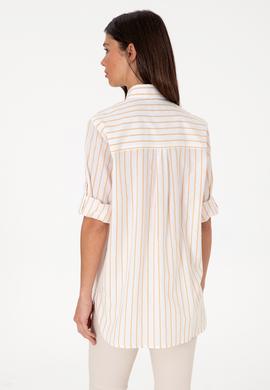 Kadın Sarı Çizgili Uzun Kollu Tunik Gömlek - 50306471002