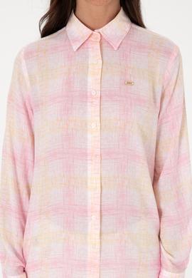 Kadın Pembe Uzun Kollu Gömlek - 50306445012