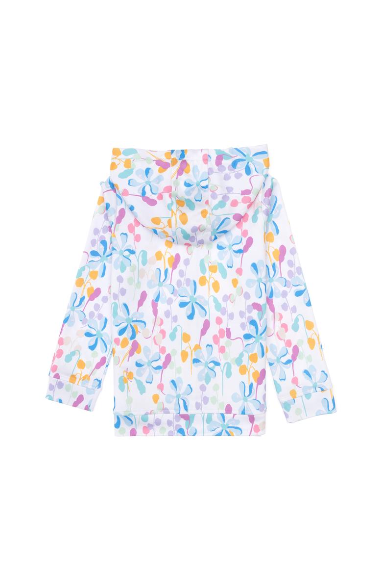 Kız Çocuk Beyaz Desenli Kapüşonlu Fermuarlı Sweatshirt - 50300957011