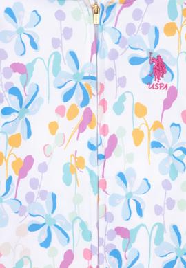 Kız Çocuk Beyaz Desenli Kapüşonlu Fermuarlı Sweatshirt - 50300957011