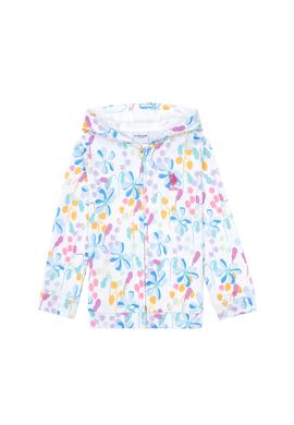 Kız Çocuk Beyaz Desenli Kapüşonlu Fermuarlı Sweatshirt - 50300957011