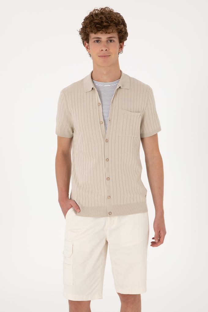 Erkek Slim Fit Taş Düğmeli Triko Tişört