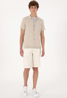 Erkek Slim Fit Taş Düğmeli Triko Tişört - 50299360005