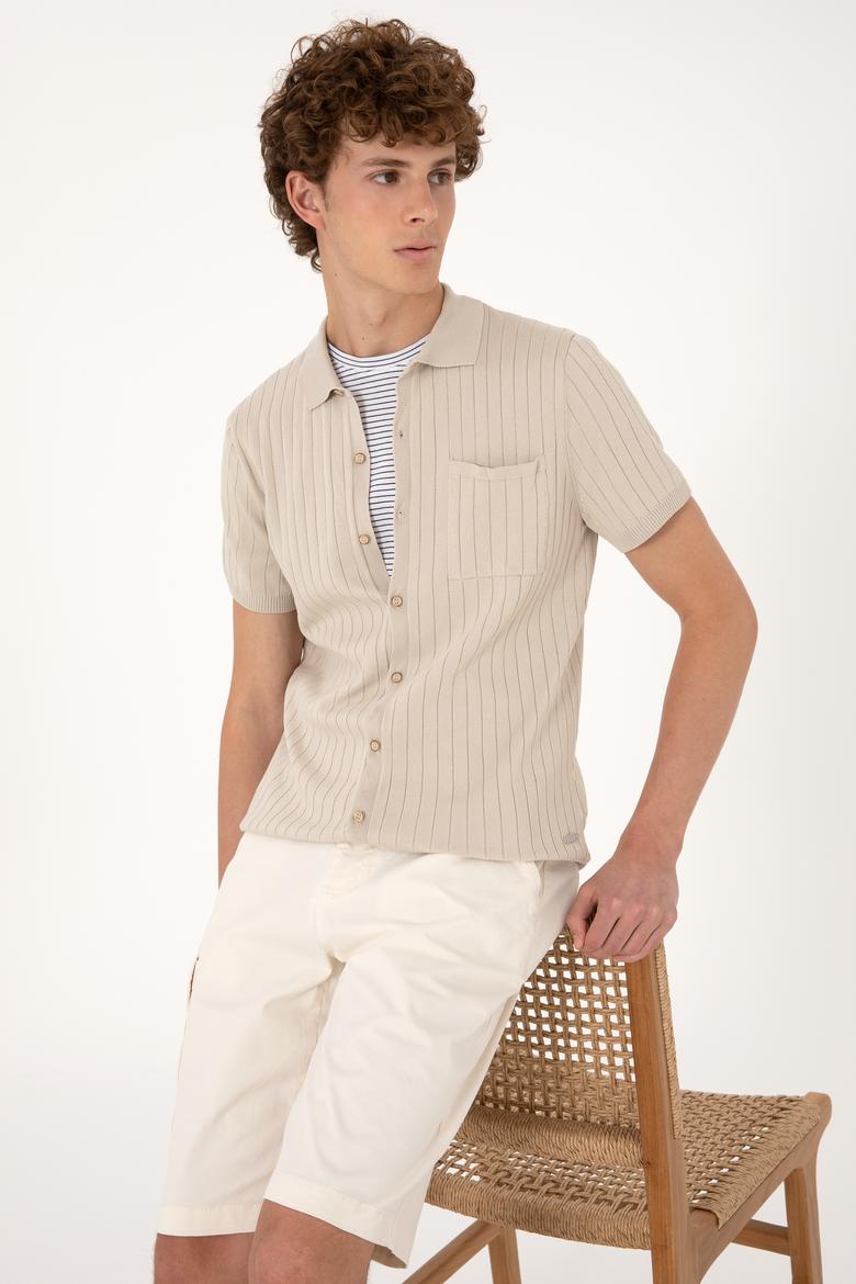 Erkek Slim Fit Taş Düğmeli Triko Tişört - 50299360005