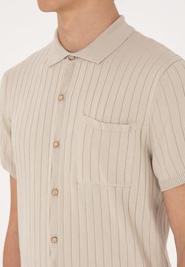 Erkek Slim Fit Taş Düğmeli Triko Tişört - 50299360005