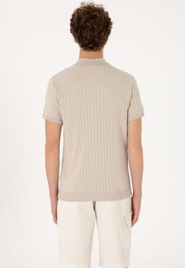 Erkek Slim Fit Taş Düğmeli Triko Tişört - 50299360005