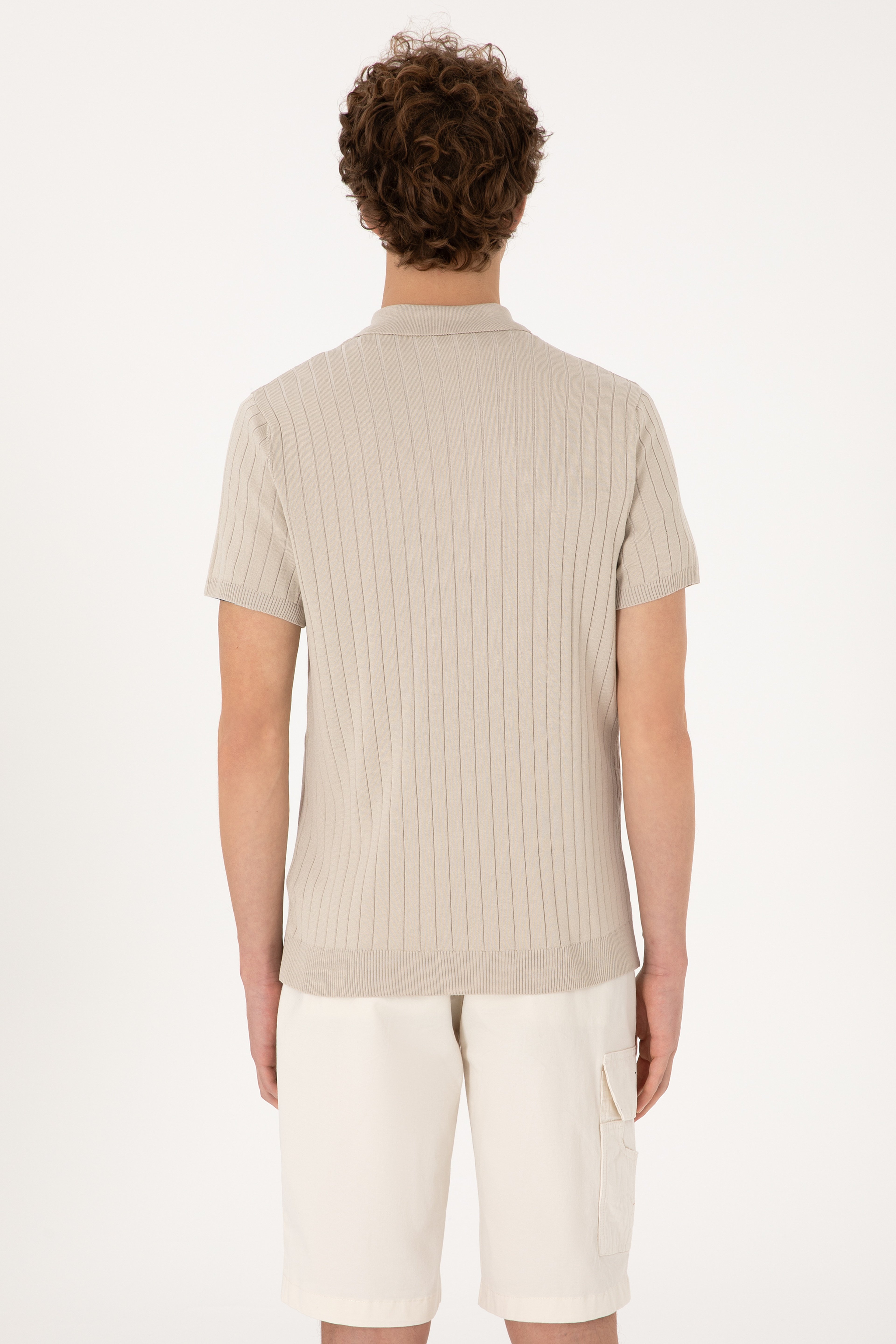 Erkek Slim Fit Taş Düğmeli Triko Tişört