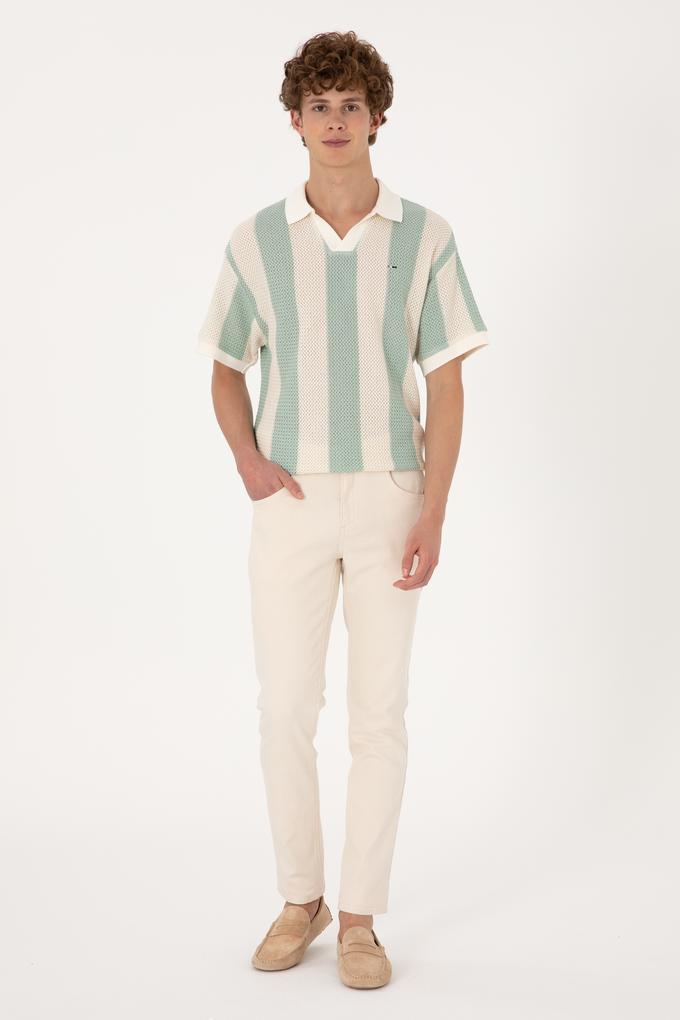 Erkek Ekru Slim Fit Jean Pantolon