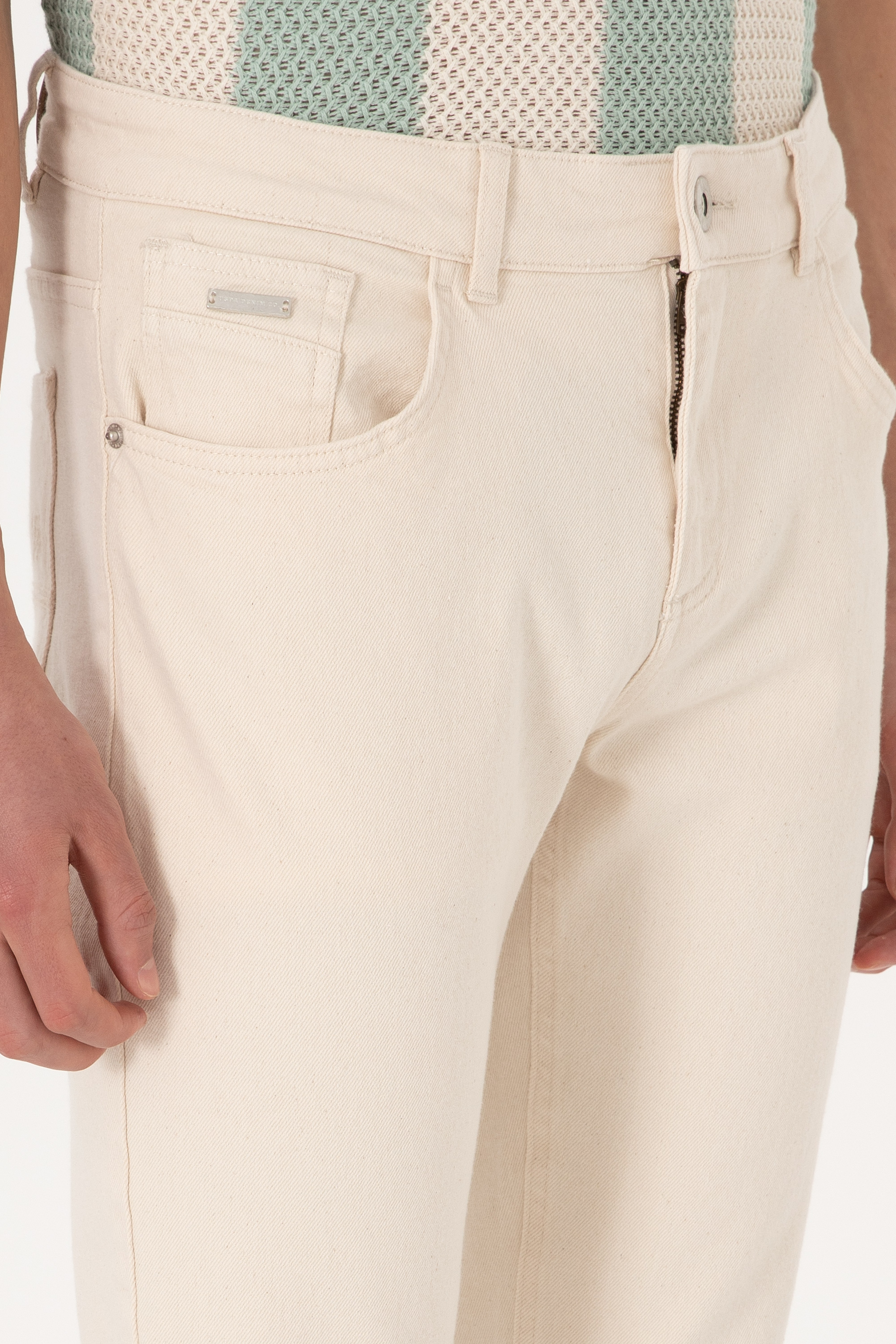 Erkek Ekru Slim Fit Jean Pantolon - Image 5