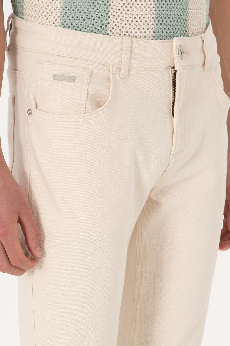 Erkek Ekru Slim Fit Jean Pantolon - 50304387037