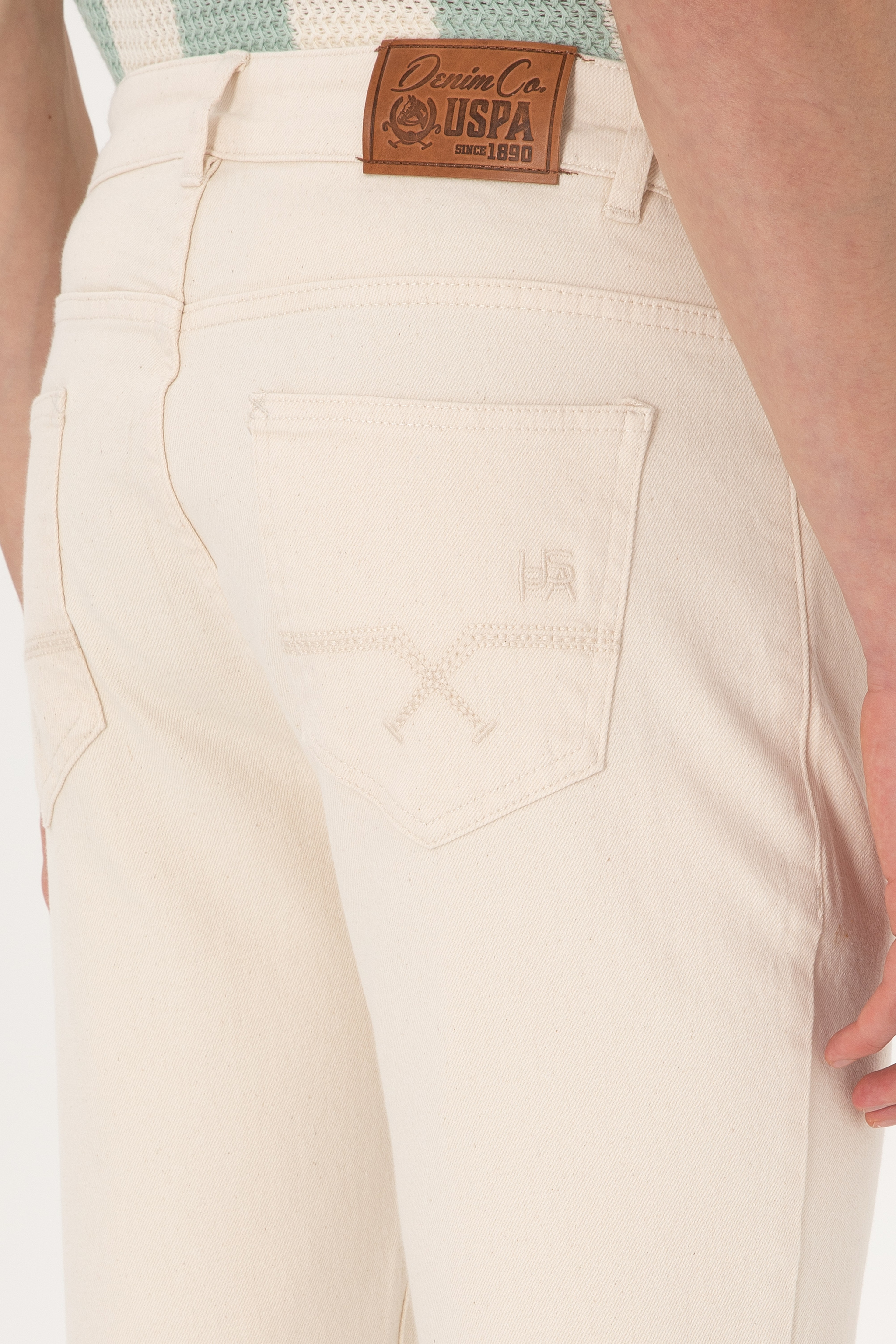 Erkek Ekru Slim Fit Jean Pantolon