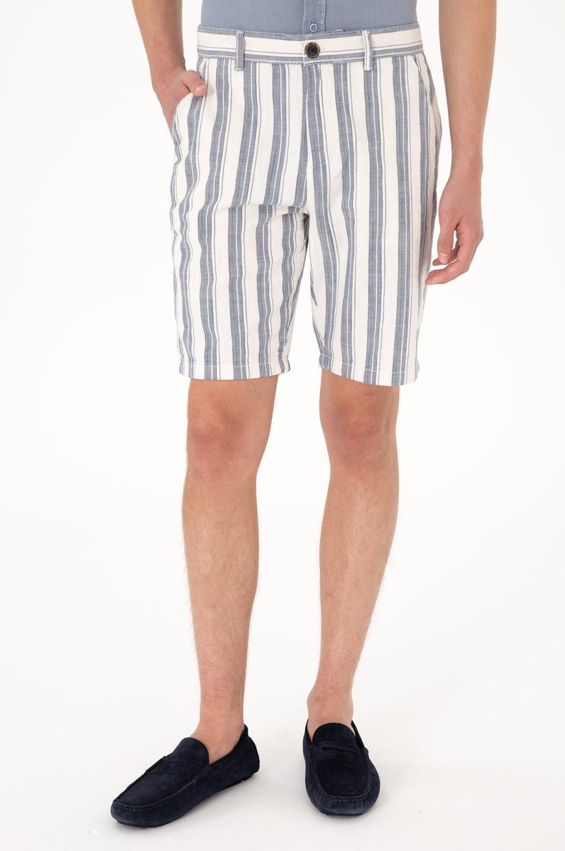 Erkek Açık Lacivert Dokuma Şort