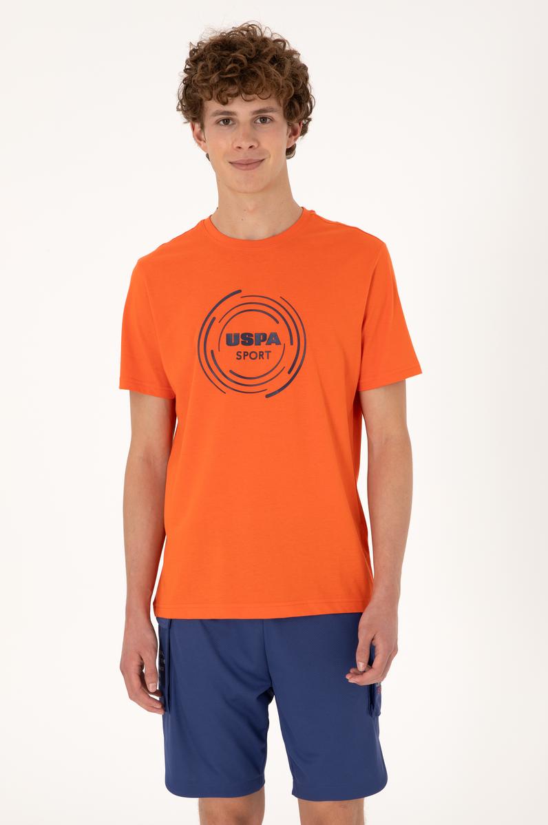 Erkek Regular Fit Bisiklet Yaka Nar Çiçeği Tişört