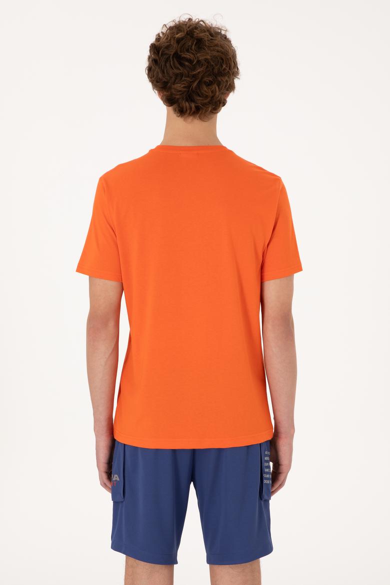 Erkek Regular Fit Bisiklet Yaka Nar Çiçeği Tişört - 50300261037