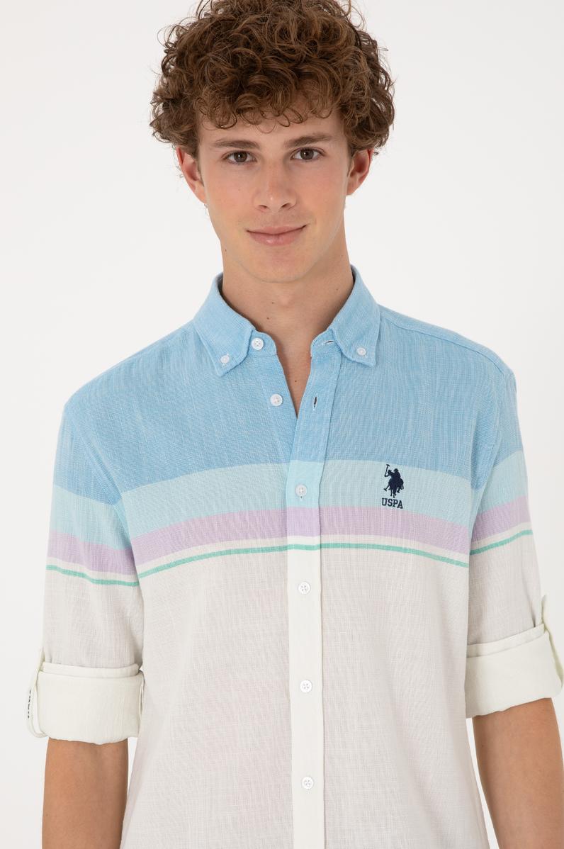 Erkek Mavi Uzun Kollu Gömlek