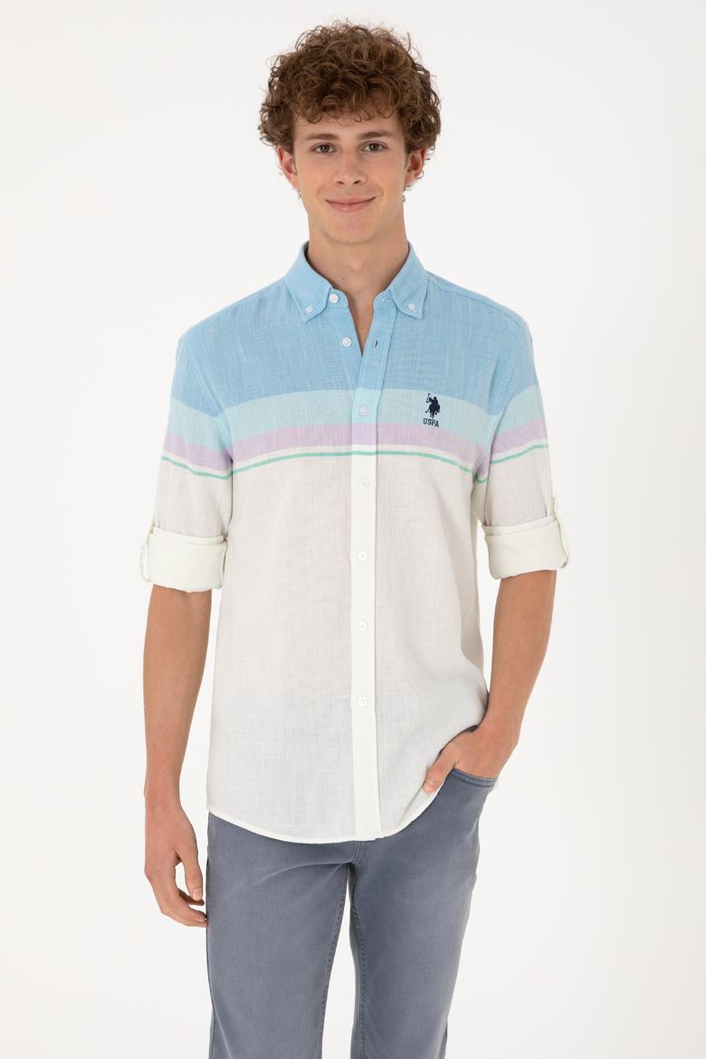 Erkek Mavi Uzun Kollu Gömlek