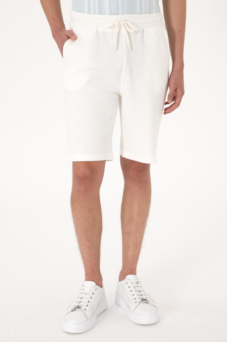 Erkek Krem Örme Şort
