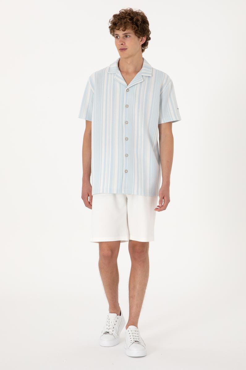 Erkek Krem Örme Şort