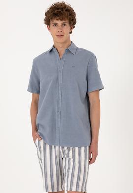 Erkek Mavi Kısa Kollu Gömlek - 50304955017